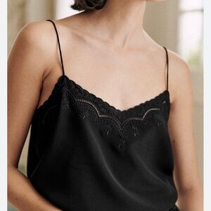 Sezane Palma top- Black- Silk- size 34